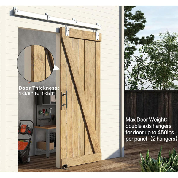 JUBEST Box Rail Exterior Barn Door Hardware Kit, Heavy Duty Sliding Barn Door Hardware Wayfair